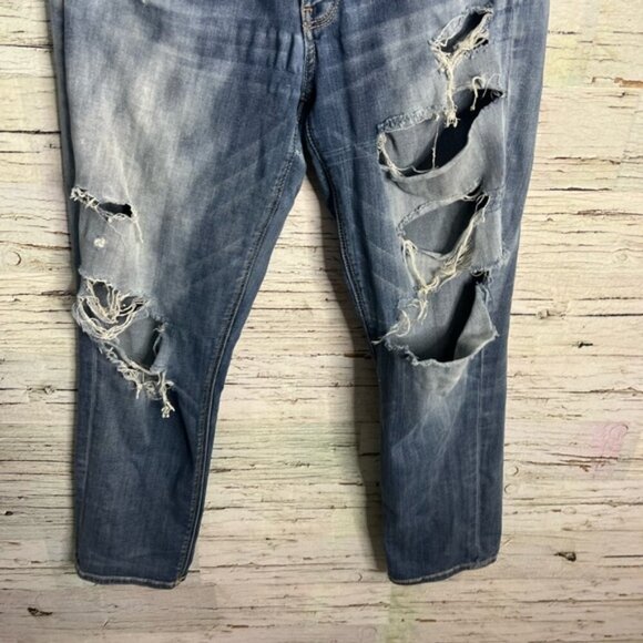American Eagle Outfitters Blue Boyfriend tomgirl Jeans Distressed Style - Picture 2 of 7